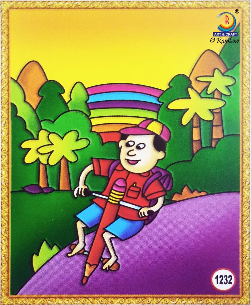 Rainbow Rainbow DIY - Fiberglass Painting Kit, Cycling Boy, Medium (7.75x10.5 inch), Design No. 1232  - Image 1