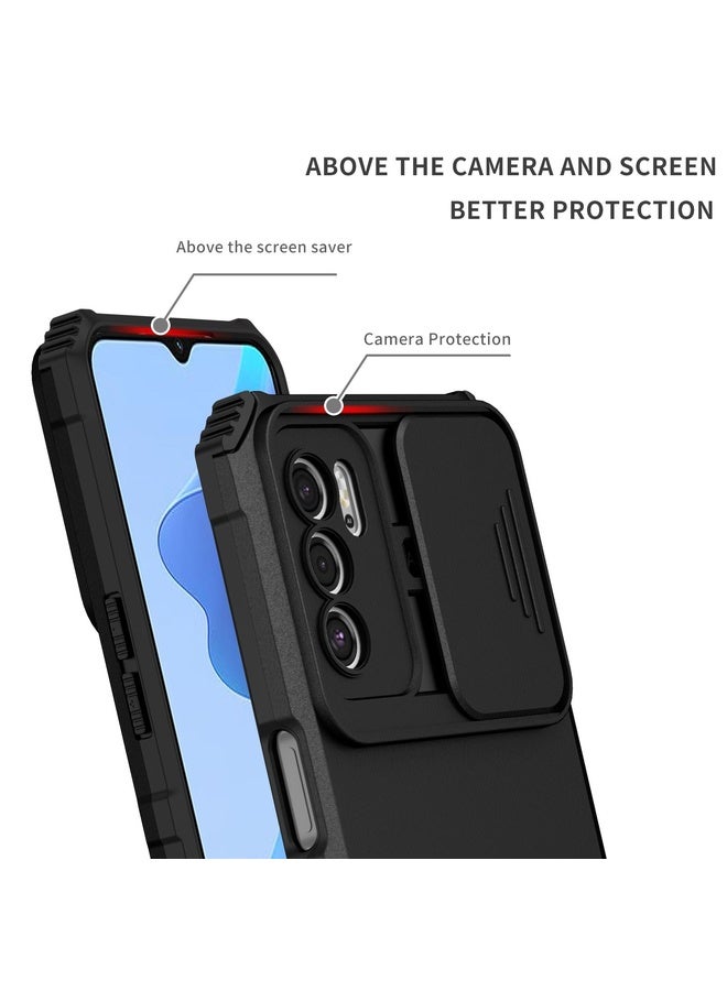 HuHa Case Cover For OPPO A16 Stereoscopic Holder Sliding Camshield Phone Case(Black)  - Image 3
