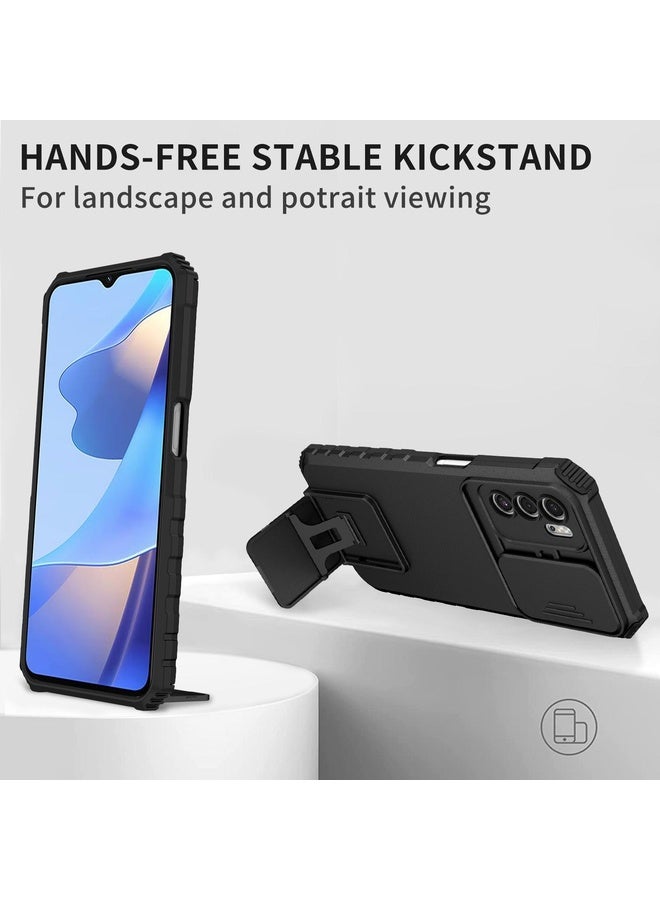 HuHa Case Cover For OPPO A16 Stereoscopic Holder Sliding Camshield Phone Case(Black)  - Image 4