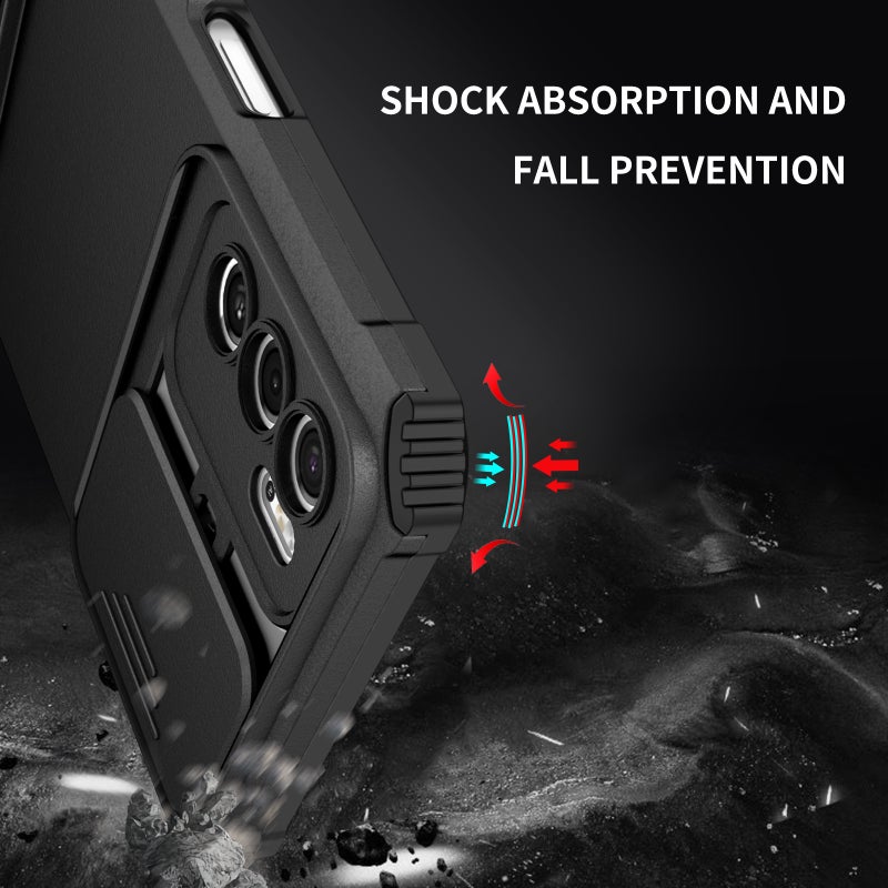 HuHa Case Cover For OPPO A16 Stereoscopic Holder Sliding Camshield Phone Case(Black) - Image 5