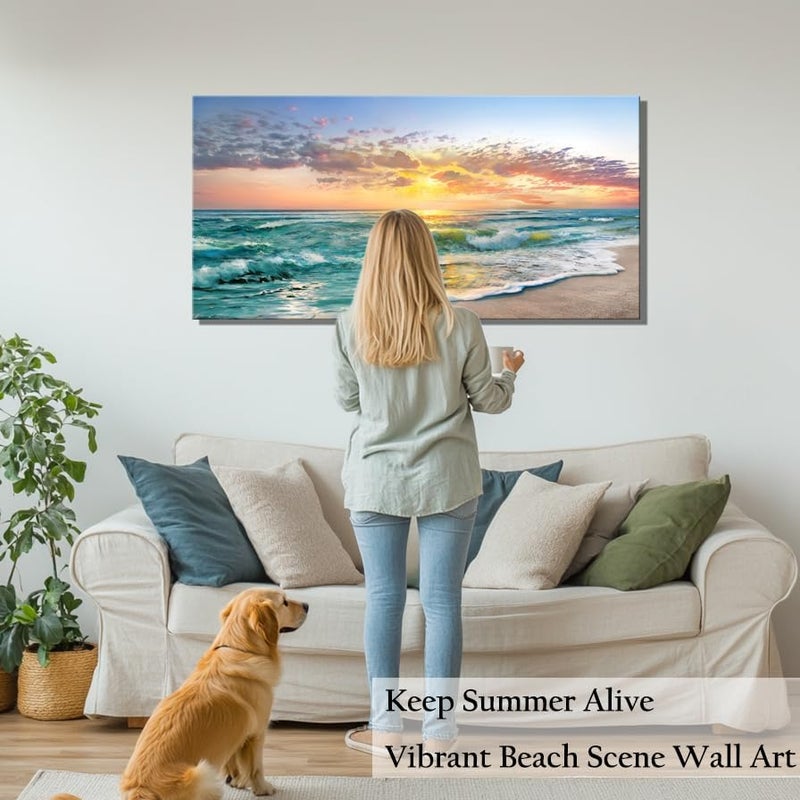 ARS Graphics ARS® Sea Beach Canvas Wall Art - 50x100 cm for Living Room, Bedroom, Office - Image 3