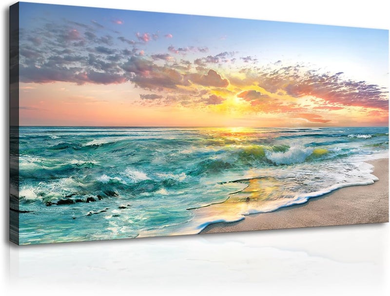 ARS Graphics ARS® Sea Beach Canvas Wall Art - 50x100 cm for Living Room, Bedroom, Office - Image 1