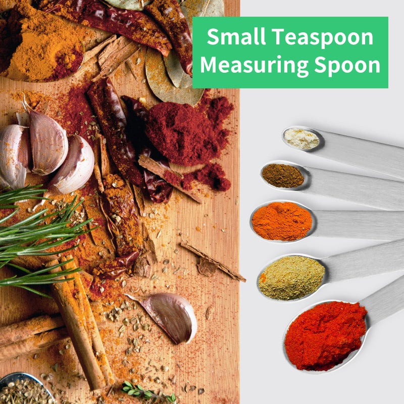 Cuttte 5PCS Small Measuring Spoons Set - Cuttte Stainless Steel Tiny Measuring Spoons for Cooking Baking, 1/4 1/8 1/16 1/32 1/64 tsp, Teaspoon Minispoon for Powders, Spices - Image 3