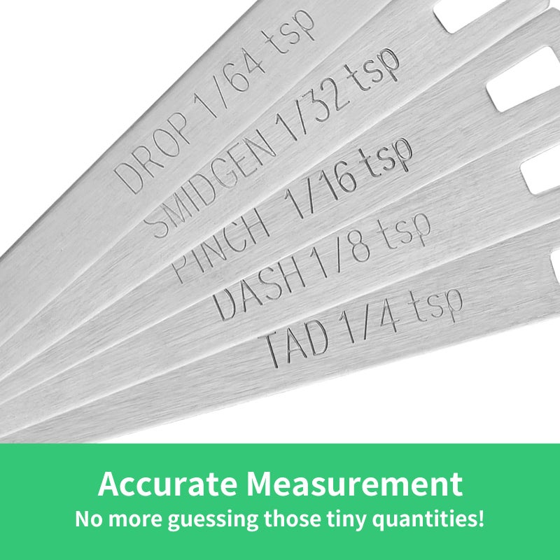 Cuttte 5PCS Small Measuring Spoons Set - Cuttte Stainless Steel Tiny Measuring Spoons for Cooking Baking, 1/4 1/8 1/16 1/32 1/64 tsp, Teaspoon Minispoon for Powders, Spices - Image 4