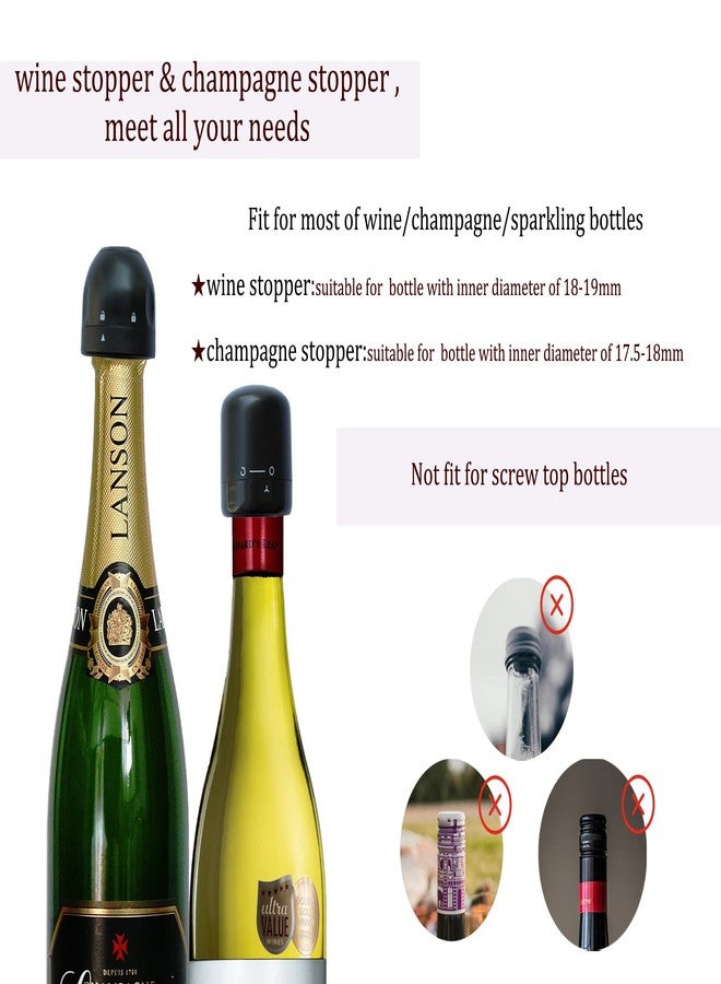سدادات زجاجات النبيذ والشمبانيا من يوهوتاتش، عبوة من قطعتين، سدادات زجاجات الشمبانيا والنبيذ، قابلة لإعادة الاستخدام، مانعة للتسرب، تحافظ على نضارة الشمبانيا والنبيذ - Image 4