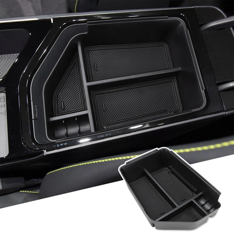 صينية تنظيم كونسول الوسط من MARCHFA لملحقات كيا EV6 2022 صندوق ذراع الراحة منظم إدراج صندوق تخزين ثانوي لـ EV6 2022 (أسود)