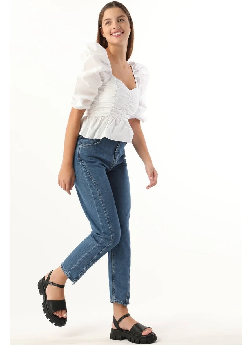 Banny Jeans Women High Waist Jeans Blue
