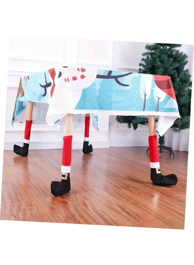 4pcs Festive Santa Hat Table Feet Covers Red Stripes Durable Cloth - Image 5