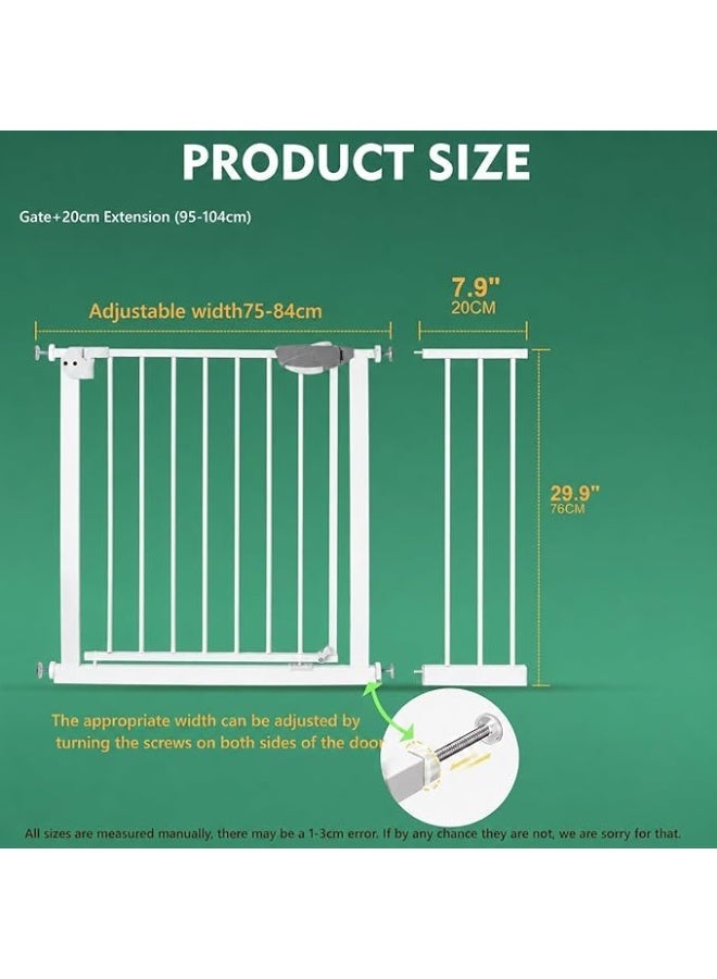 UREVO Auto-Close Safety Baby Gate, Extra Wide Child Gate with 20 cm Extension Kit, Maximum Suitable for 104 cm, Baby Gates for Stairs and Doorways, Easy Install - Image 2