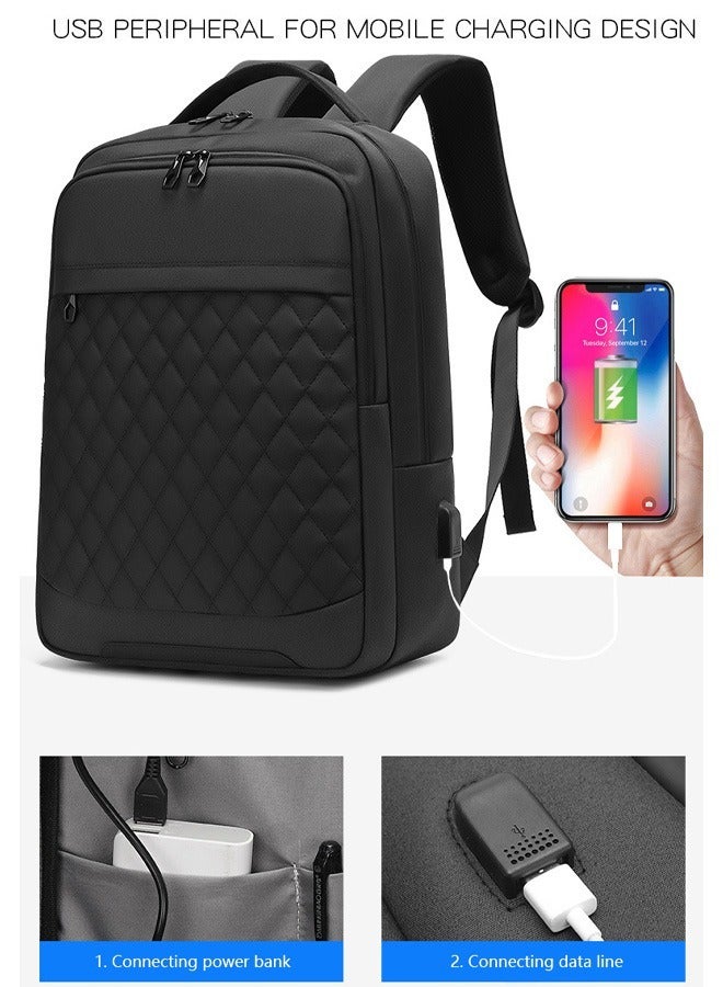 DUNISO Travel Laptop Backpack, Anti-Theft Durable Computer Bag with USB Charging Port, Waterproof College School Backpack with Adjustable Shoulder Strap, Lightweight Work Laptop Bag for Men & Women, Carry-on Backpack for Fits 15.6 Inch Notebook - Image 2