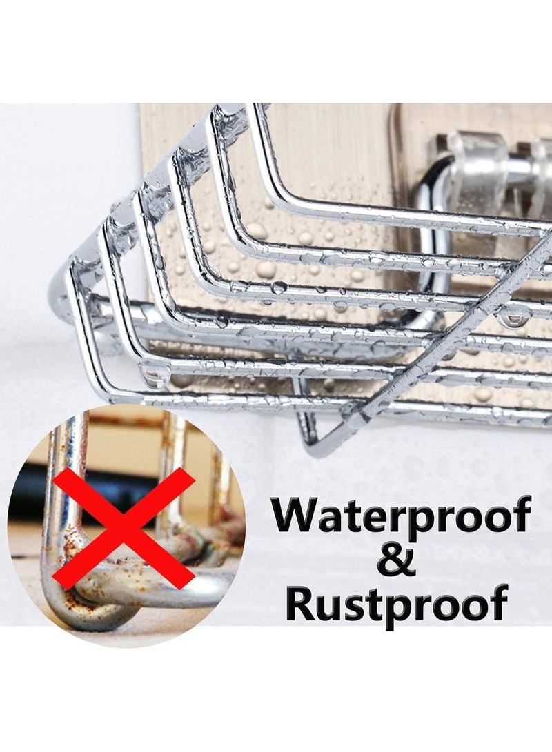 Dunekart Wall Mounted Self Adhesive Stainless Steel Double Layer soap Dish Holder Kitchen Bathroom Soaps Storage Rack for Home (Silver) - Image 5