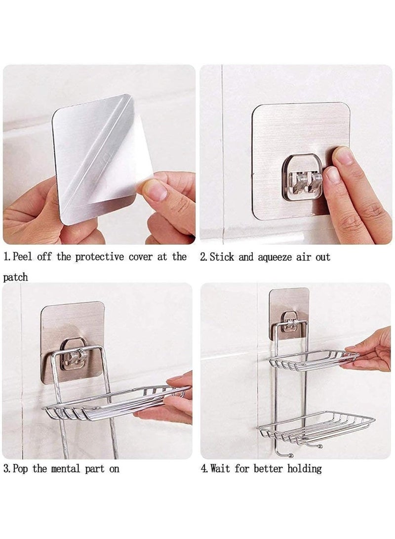 Dunekart Wall Mounted Self Adhesive Stainless Steel Double Layer soap Dish Holder Kitchen Bathroom Soaps Storage Rack for Home (Silver) - Image 4