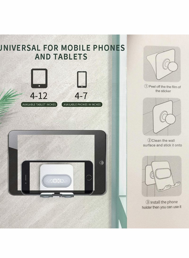 Y&D Wall Phone Holder, Shower Holder Adjustable Mount Hands Free Cell Stand for Bed Bathroom Kitchen Office Mobile All Phones(Black) - Image 4