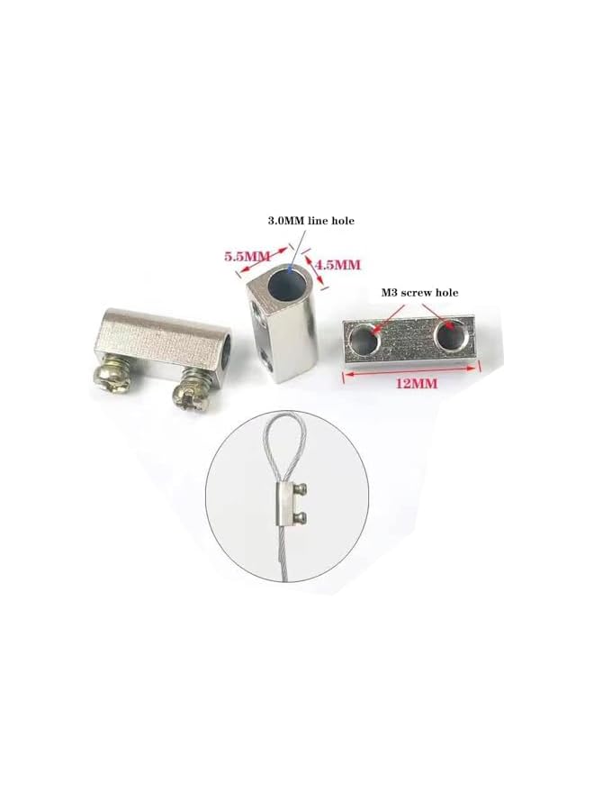 The Bros 20 قطعة مشبك كابل سلك فولاذي مطور جديد / ثقب مزدوج من الفولاذ المقاوم للصدأ (ثقب خط 3.0 مم) - Image 2