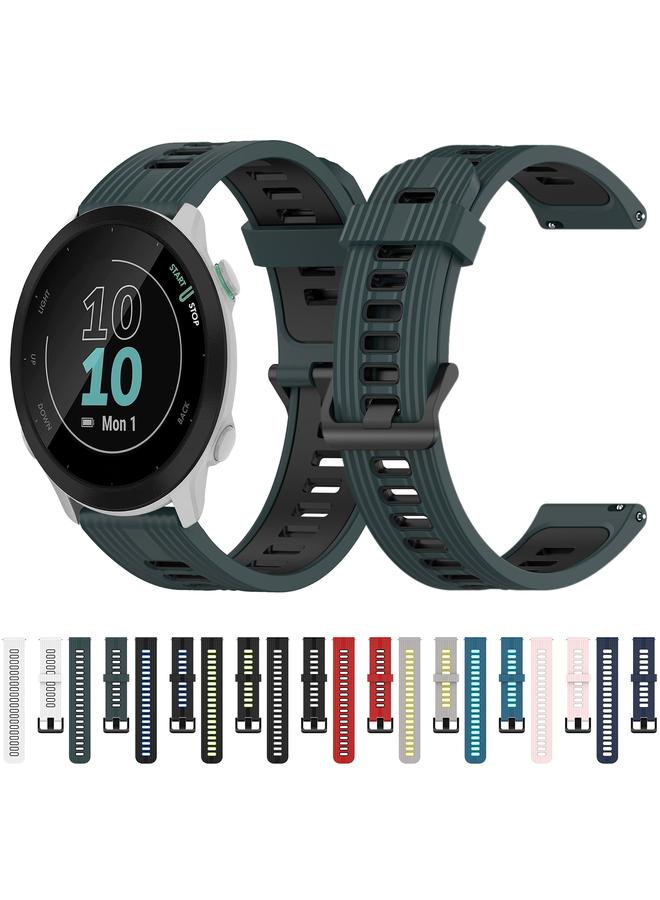 erorex Replacement Band For Garmin Forerunner 55 20mm Vertical Pattern Two-Color Silicone Watch Band - Image 3