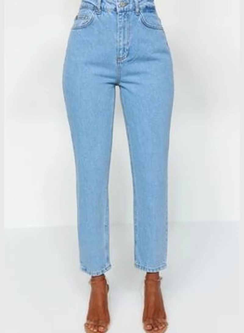 trendyol Blue High Waist Mom Jeans TWOSS20JE0108