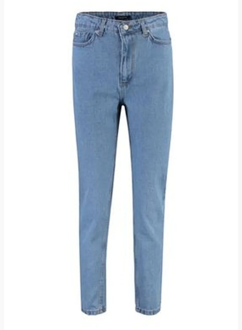 trendyol Blue High Waist Mom Jeans TWOSS20JE0108