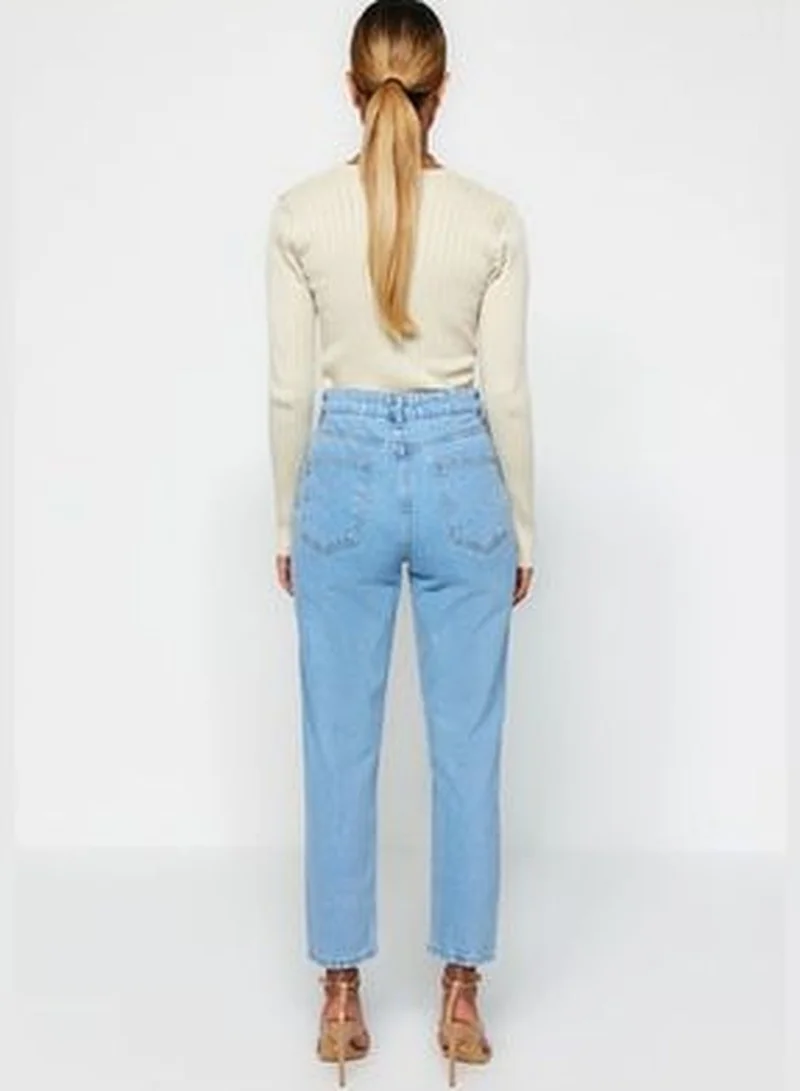 trendyol Blue High Waist Mom Jeans TWOSS20JE0108