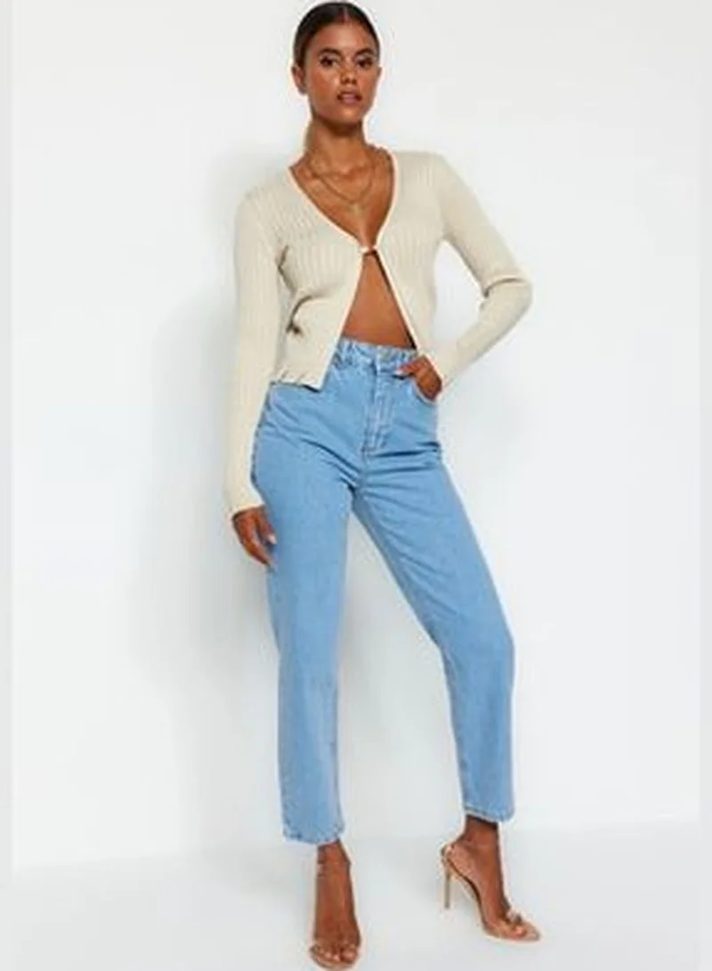 trendyol Blue High Waist Mom Jeans TWOSS20JE0108