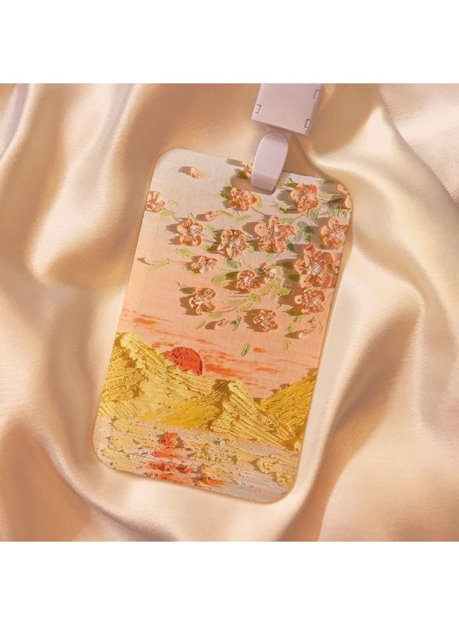 NIBEMINENT 1 - Piece Oil Painting Sunset Kpop Photo Card Holder Pendant Key Chain ID Badge Holder ID Card Holder Photo Card Protector for School ID Office ID Access Card for Women Girls - Image 1