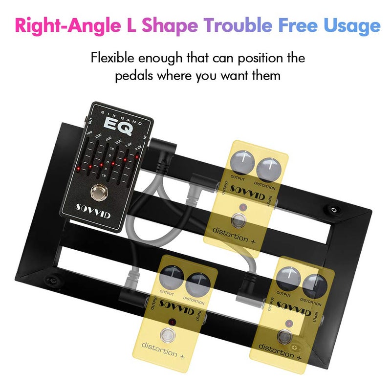 Sovvid 6 Pack 6 Inch Guitar Patch Cables - Black Pedal Effect Cord, 1/4" TS Right Angle - Image 5