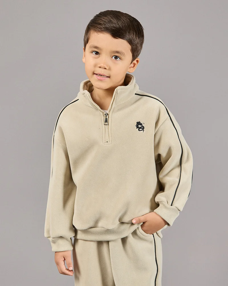 Redtag Boys Beige Printed Jogger Set (2 Piece)