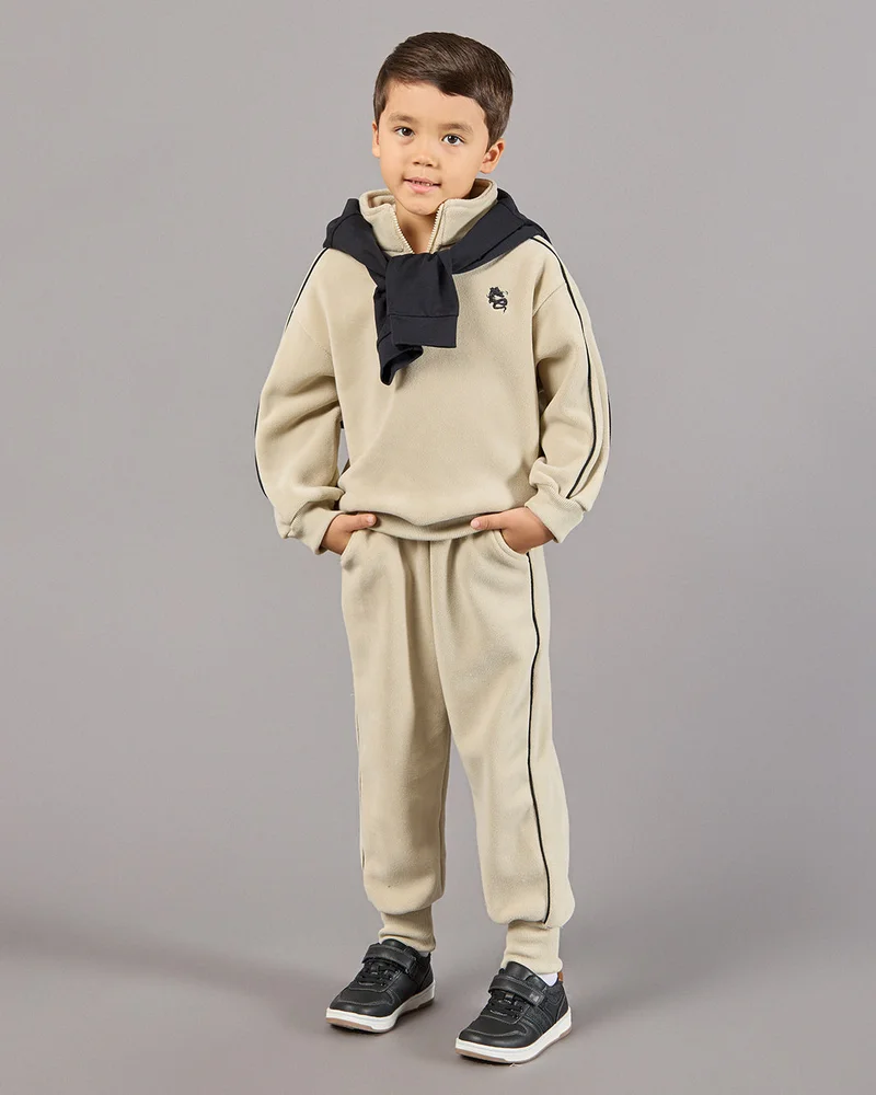 Redtag Boys Beige Printed Jogger Set (2 Piece)