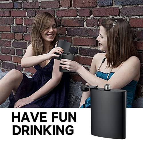KABUDA 2 Pack Hip Flasks for Liquor, 8 Oz & 12 Oz Stainless Steel Leakproof Thin Flasks with Funnel for Men & Women (Matte Black) - Image 5