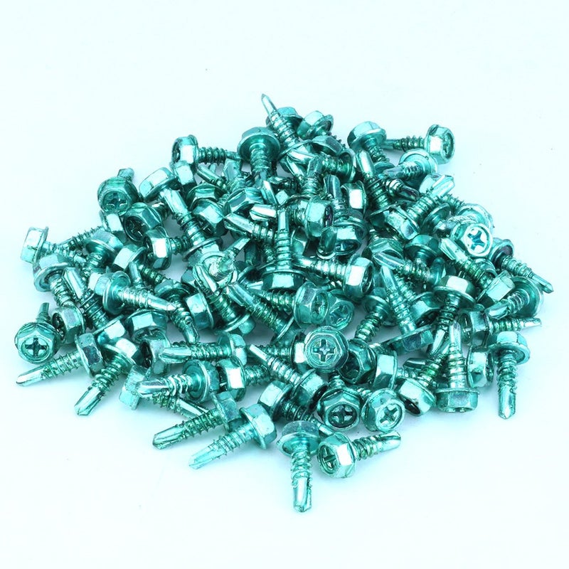 Skywalker #10 Self-Tapping Hex/Phillips/Slotted/Square Head Ground Screws (Box of 100 in Green) - Image 4