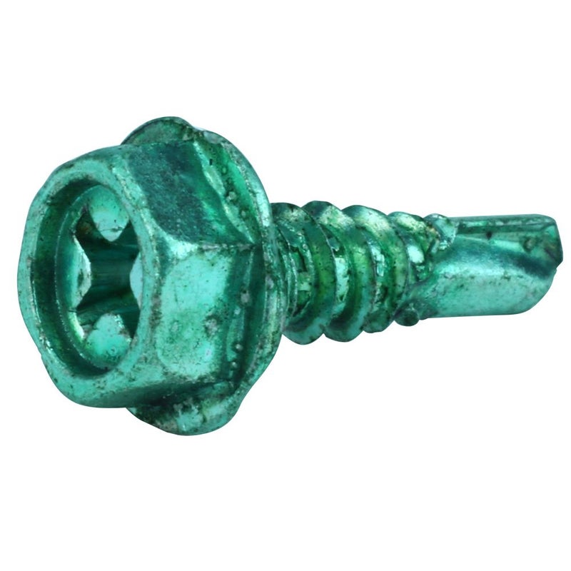 Skywalker #10 Self-Tapping Hex/Phillips/Slotted/Square Head Ground Screws (Box of 100 in Green) - Image 1