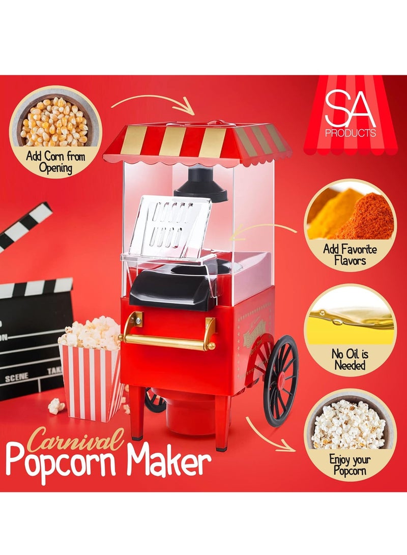 ELTRAZONE Carnival Popcorn Maker – Nostalgic Hot Air Popcorn Machine for Movie Nights – Vintage Style Healthy Homemade Popcorn Maker - Image 3