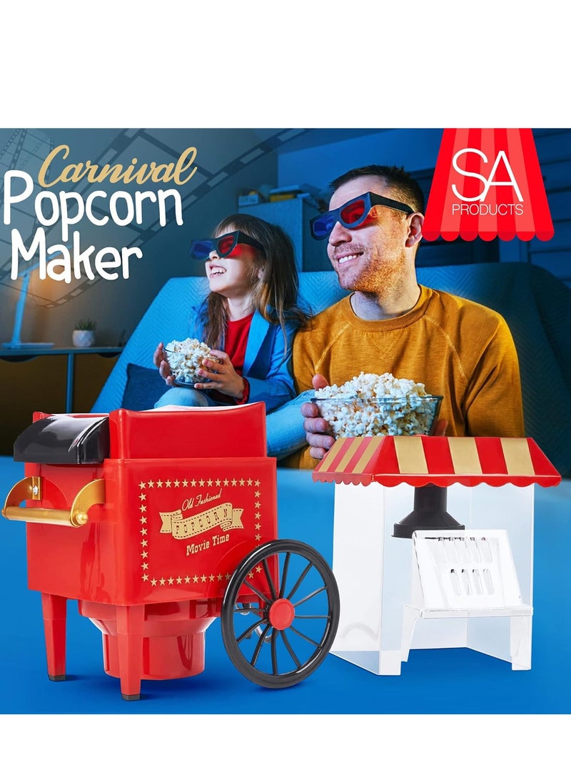 ELTRAZONE Carnival Popcorn Maker – Nostalgic Hot Air Popcorn Machine for Movie Nights – Vintage Style Healthy Homemade Popcorn Maker - Image 4