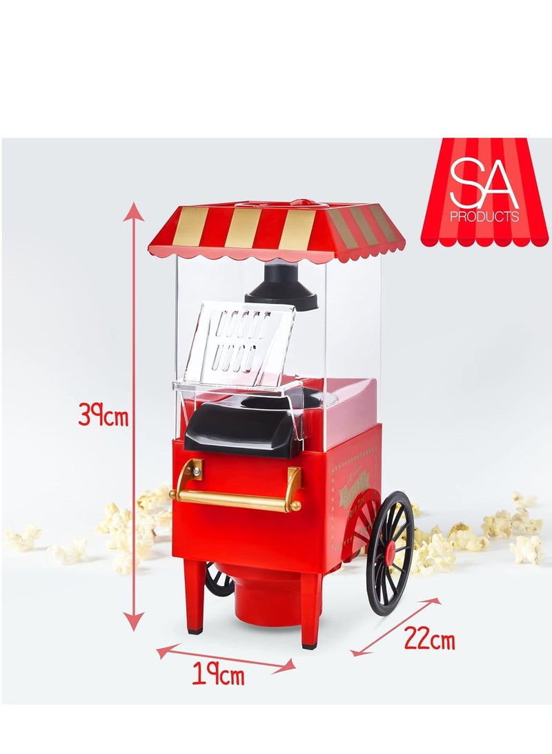ELTRAZONE Carnival Popcorn Maker – Nostalgic Hot Air Popcorn Machine for Movie Nights – Vintage Style Healthy Homemade Popcorn Maker - Image 5