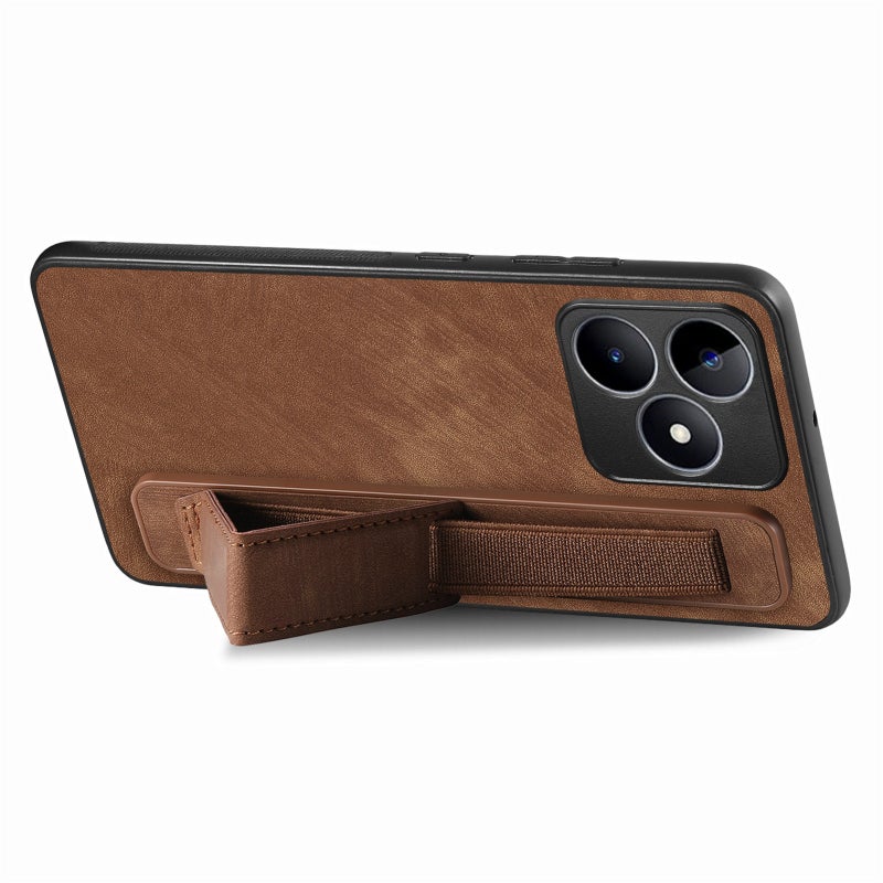 HuHa Protective Cover For Realme 9 Pro Retro Wristband Holder Leather Back Phone Case(Brown) - Image 2