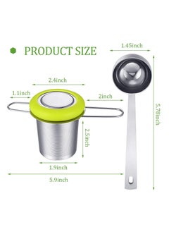 SYOSI 2 Pieces Tea Infusers with Tea Scoop Stainless Steel Tea Strainer Folding Handle Tea Filter Fine Mesh Strainer Brewing Basket with Silicone Lid for Loose Leaf Tea  - Image 2
