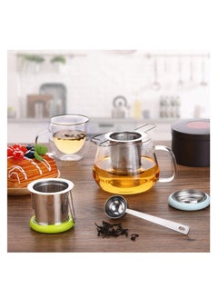 SYOSI 2 Pieces Tea Infusers with Tea Scoop Stainless Steel Tea Strainer Folding Handle Tea Filter Fine Mesh Strainer Brewing Basket with Silicone Lid for Loose Leaf Tea  - Image 4