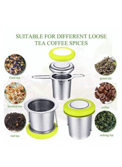 SYOSI 2 Pieces Tea Infusers with Tea Scoop Stainless Steel Tea Strainer Folding Handle Tea Filter Fine Mesh Strainer Brewing Basket with Silicone Lid for Loose Leaf Tea  - Image 3