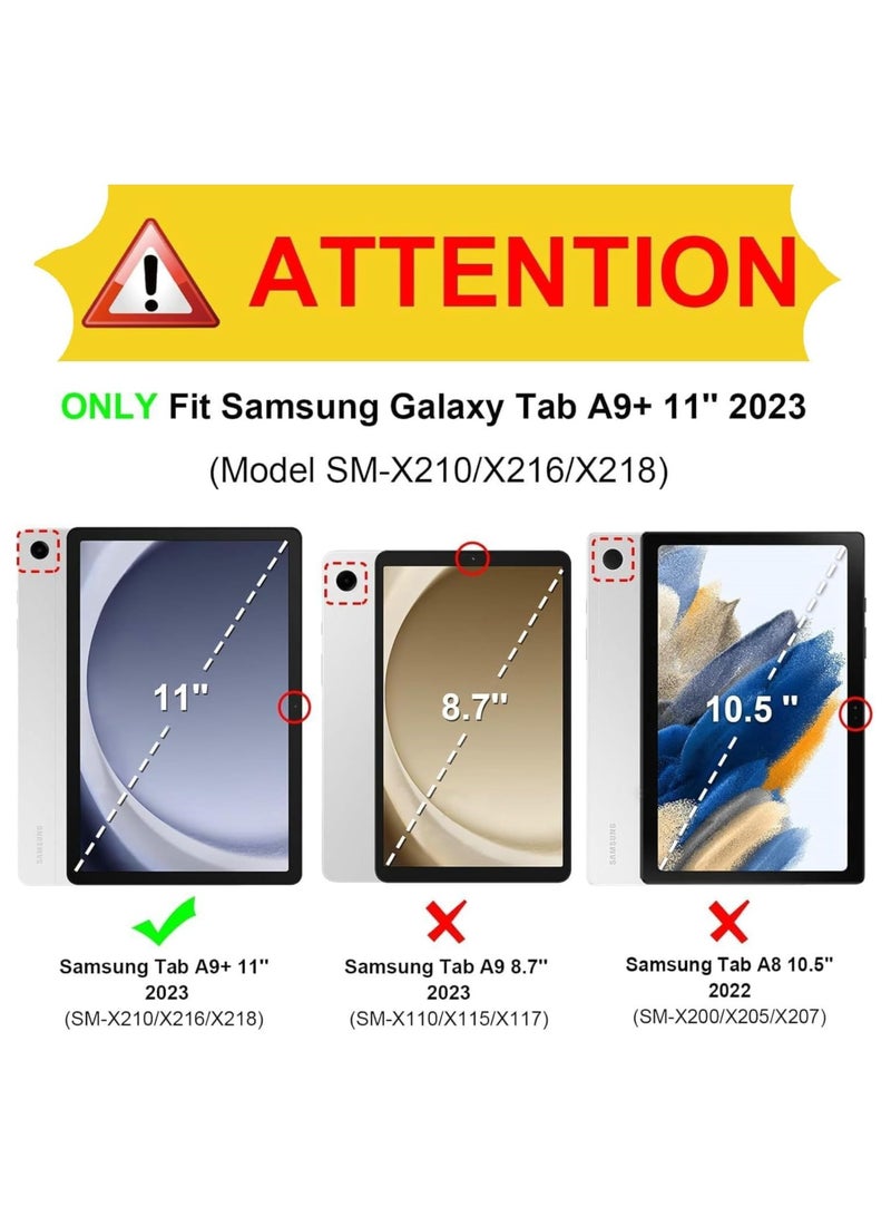 VKL حافظة سامسونج جالاكسي تاب A9+ A9 بلس 11 بوصة، حافظة كستر لجهاز SM-X210 SM-X216 SM-X218، غطاء صلب رفيع للغاية من جلد البولي يوريثان - أسود - Image 2