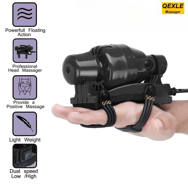 QEXLE Black Power Powerful Double Top Speed Floating Action for Full Body Massager, Corded Electric powered, Silver - Image 3