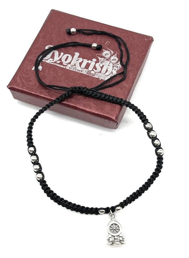 Jyokrish Handmade Adjustable Pair of 1 Black Silk dori hanging Anchor Wheel anklet For Women | girls | Nazariya |Payal | Nazar Battu |Free Size |Pack of 2 - Image 5