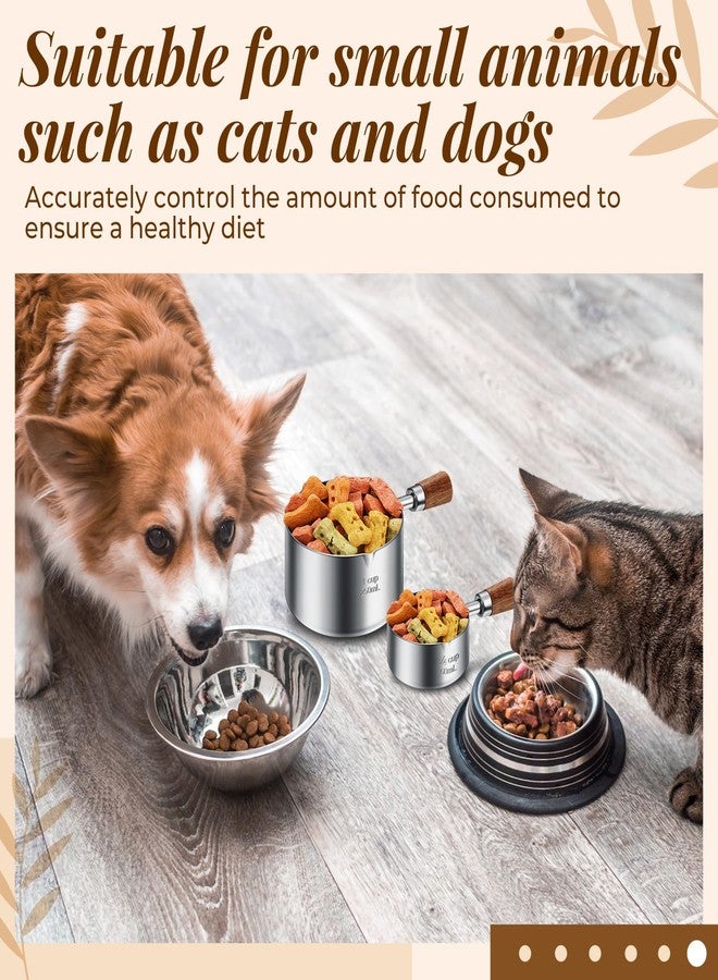 SiliFine 3 Pcs Dog Food Scoop 1 Cup, 1/2 Cup, 1/4 Cup Stainless Steel Pet Food Scoop Measuring Cup with short Handle for Dog Cat Rabbit Food Feeding Kitchen Gadget Utensil - Image 3