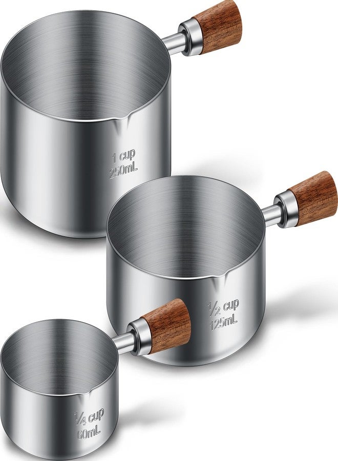 SiliFine 3 Pcs Dog Food Scoop 1 Cup, 1/2 Cup, 1/4 Cup Stainless Steel Pet Food Scoop Measuring Cup with short Handle for Dog Cat Rabbit Food Feeding Kitchen Gadget Utensil - Image 1