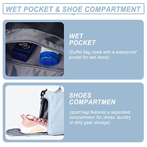 BJLFS Weekender Duffel Bags for Women Men, Travel Totes Bag for Airplane, Cute Sports Gym Dance Bag Overnight Luggage Bag with Wet Pocket Shoe Compartment - Image 5