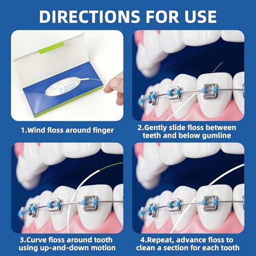 RioRand Dental Floss for Braces, Bridges, and Implants, PTFE & PFAS Free Floss, 80 Pre-Cut Strands(Pack of 2) - Image 3