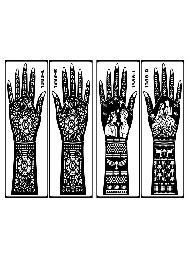 ORDERSHOCK Ready To Use Back Hand Mehndi Stencil Sticker Premium Traditional Floral Pattern For Festive Functions 2 Pack Of Combo - Image 2