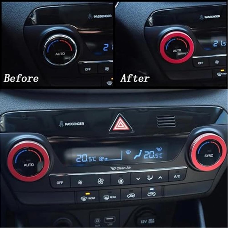 Wivplex Red AC Control Knob Trim for Hyundai Tucson - Image 5