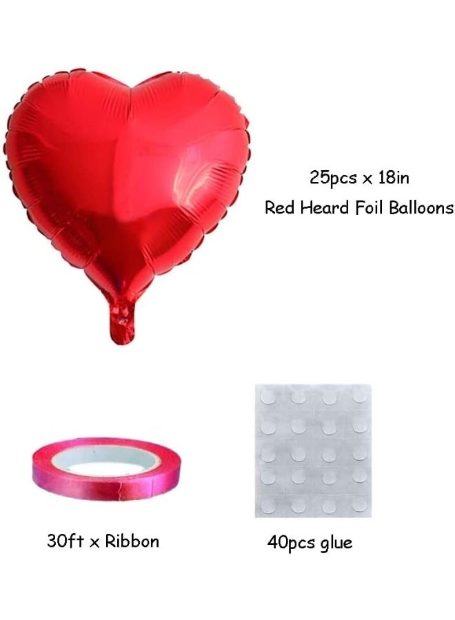 25pcs Heart Shape Foil Mylar Balloons Red 18" for Birthday Party Decorations, Wedding Decor, Engagement Party, Holiday, Baby Shower (Red) - Image 2