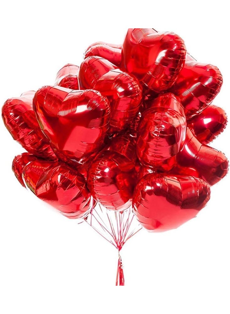 25pcs Heart Shape Foil Mylar Balloons Red 18" for Birthday Party Decorations, Wedding Decor, Engagement Party, Holiday, Baby Shower (Red) - Image 1