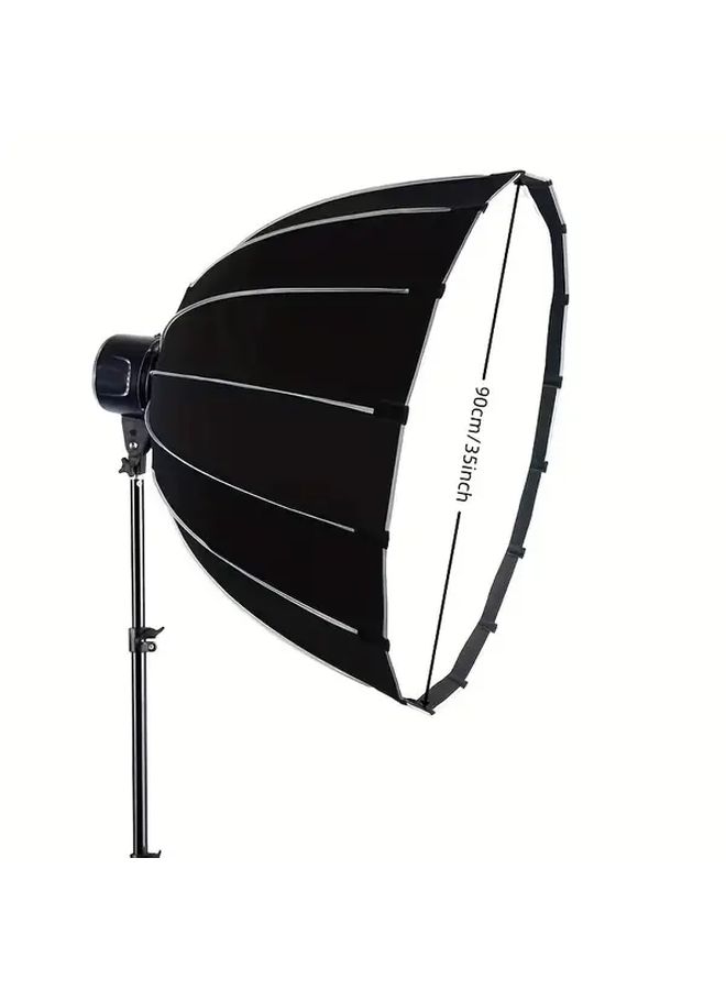 35.4 Inch 90cm Parabolic Softbox Bowens Mount with Honeycomb Grid Quick Setup Folding for Studio Photography Light - Image 2