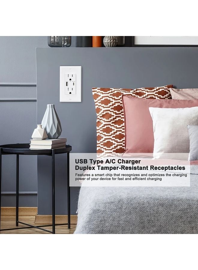 2 Pack Black 5V 4 8A USB Wall Outlet with Type A and C Ports ETL Listed - Image 5